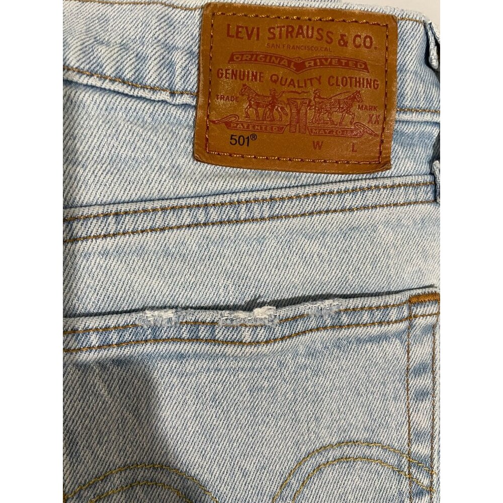 Levis501 Premium Button-Fly Light Wash Jeans Cotton&Elastane Blend ClassicStyle - Picture 5 of 15